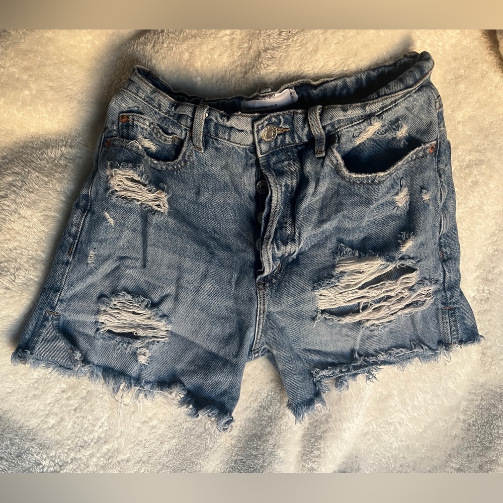 Distressed Denim Shorts